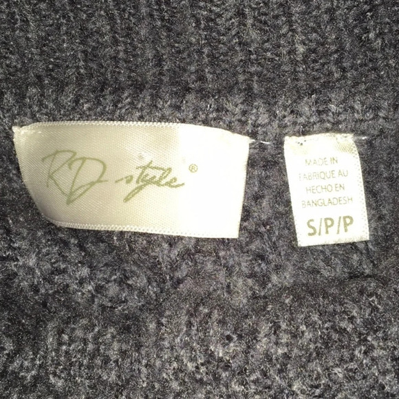 NWT RD Style Lace Striped Scalloped Mock Neck Long Sleeve Sweater Size Small - Picture 2 of 3